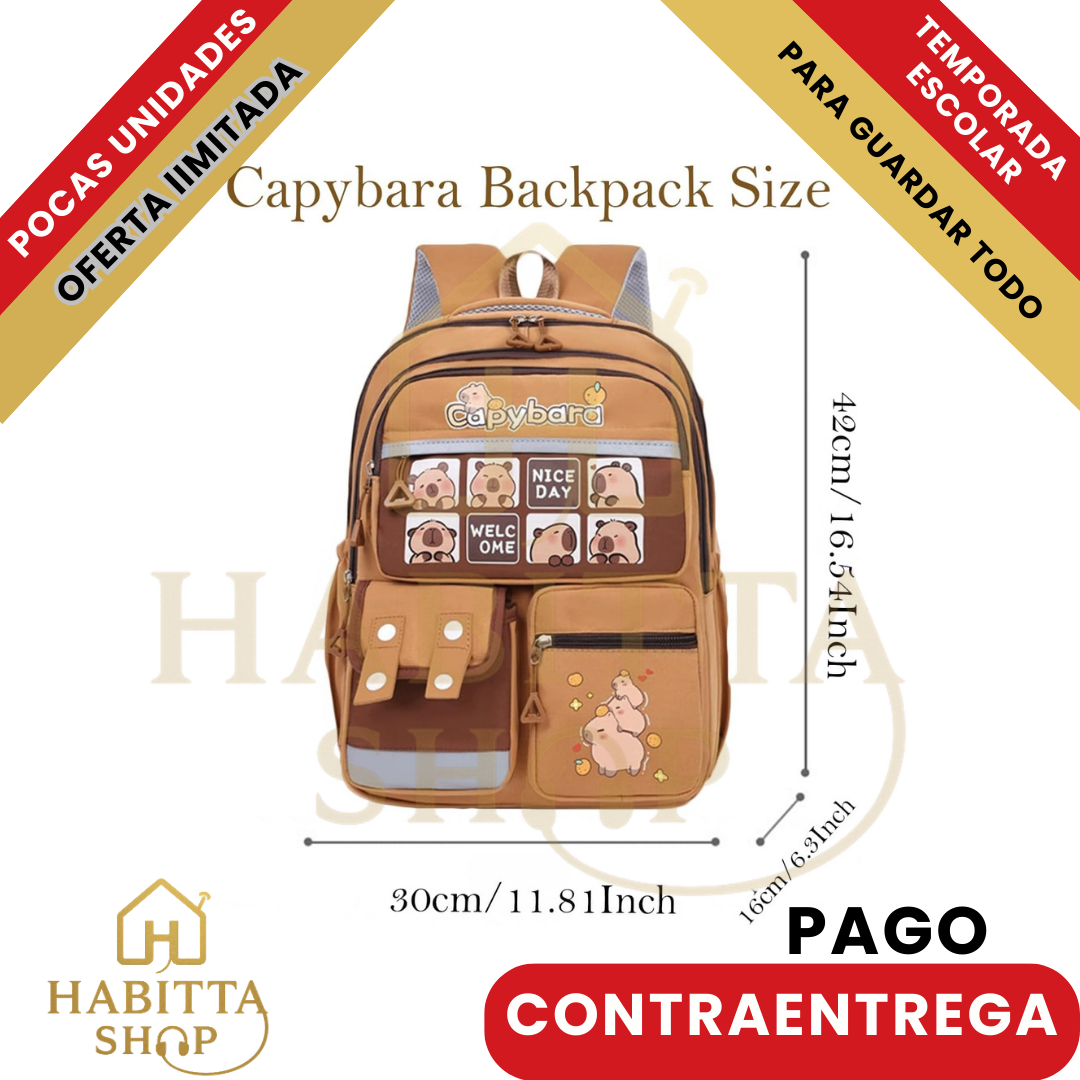 CapyMood X – Mochila Kawaii Capybara Multifuncional – Oferta Especial