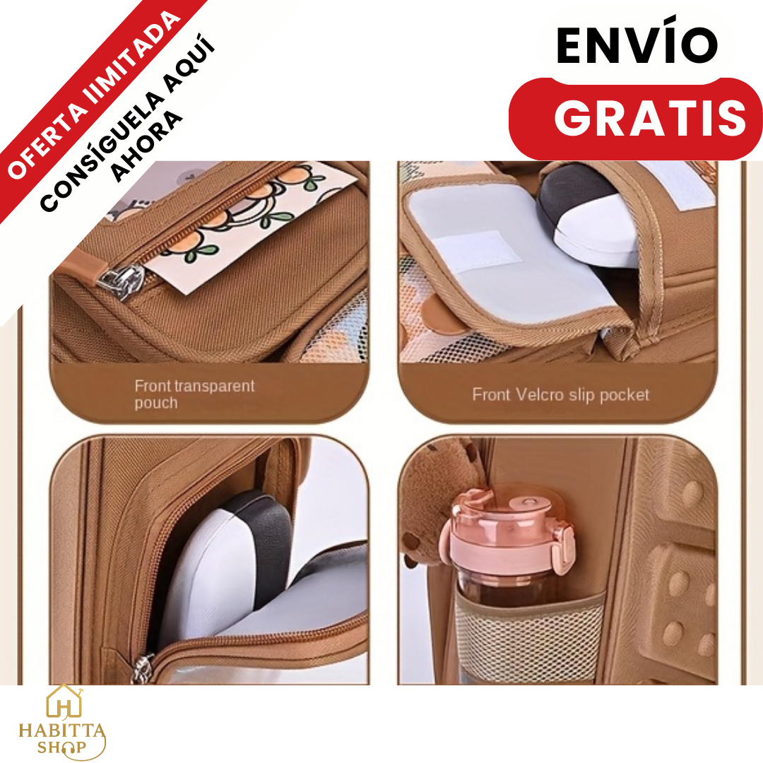 CapySchool X – Mochila Escolar Capibara 9 en 1 con Peluche DISPONIBLE AZUL – 50% OFF Hoy